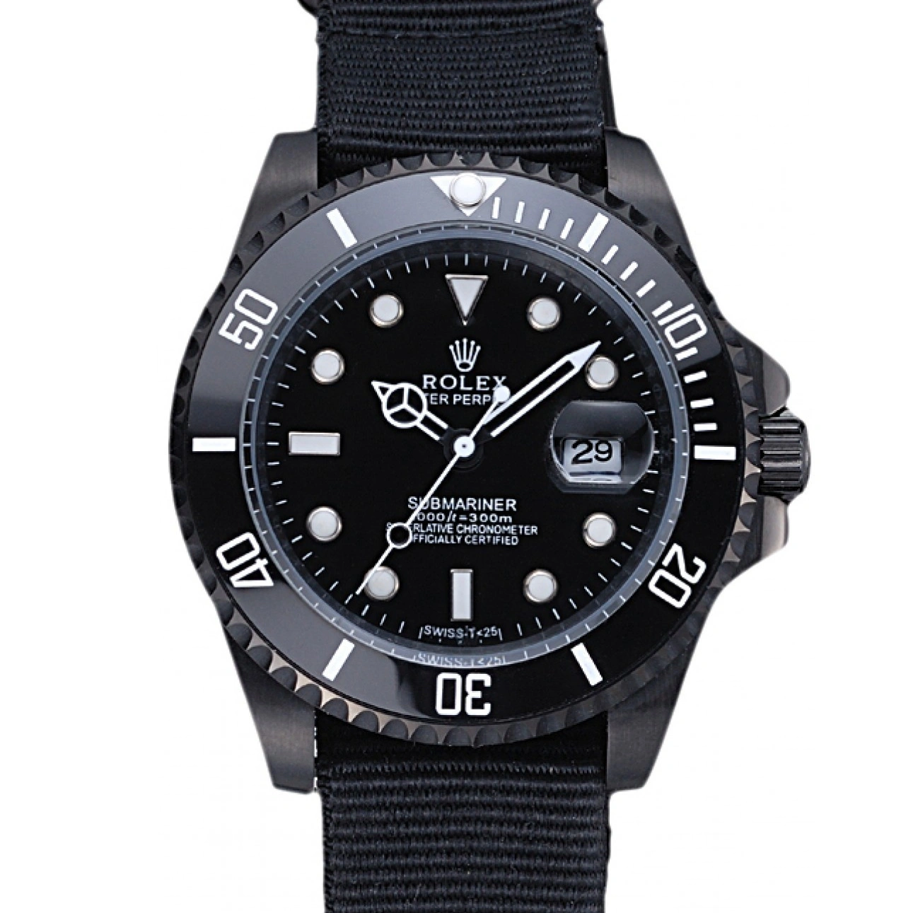 Aaa fake watches Black Strap Nylon Rolex Submariner 622006 1014